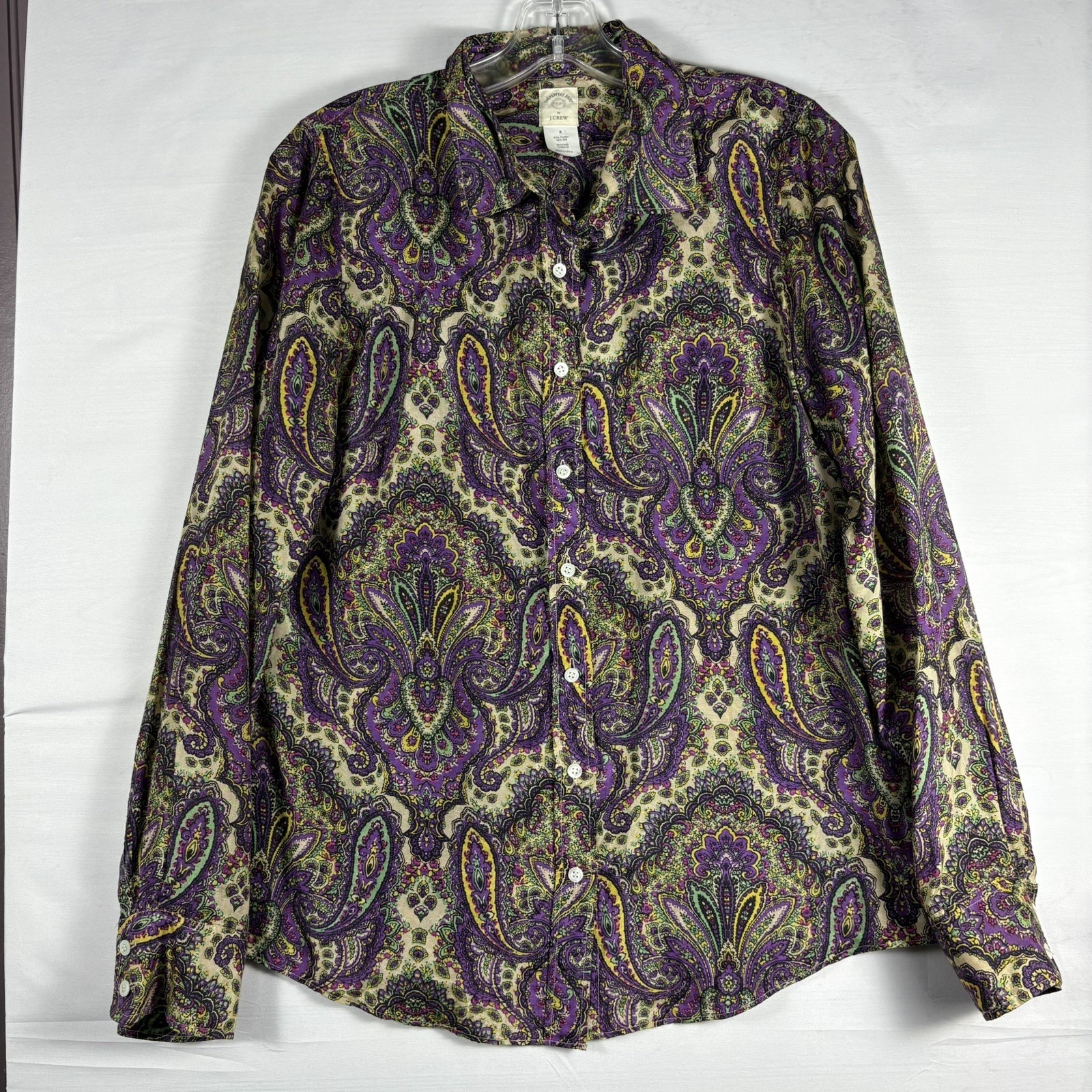 J Crew Womens Paisley Button Down Long Sleeve Work Casual The Perfect Shirt Sz 8